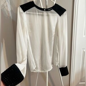 Warehouse Black and White Sheer Blouse